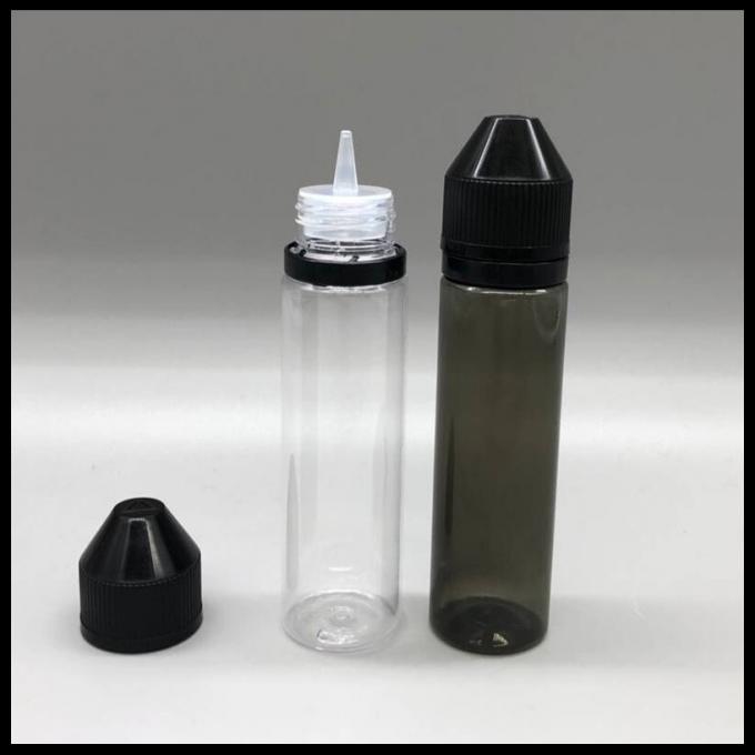Bouteilles remplissantes liquides de licorne d'E, bouteille transparente noire du compte-gouttes 60ml