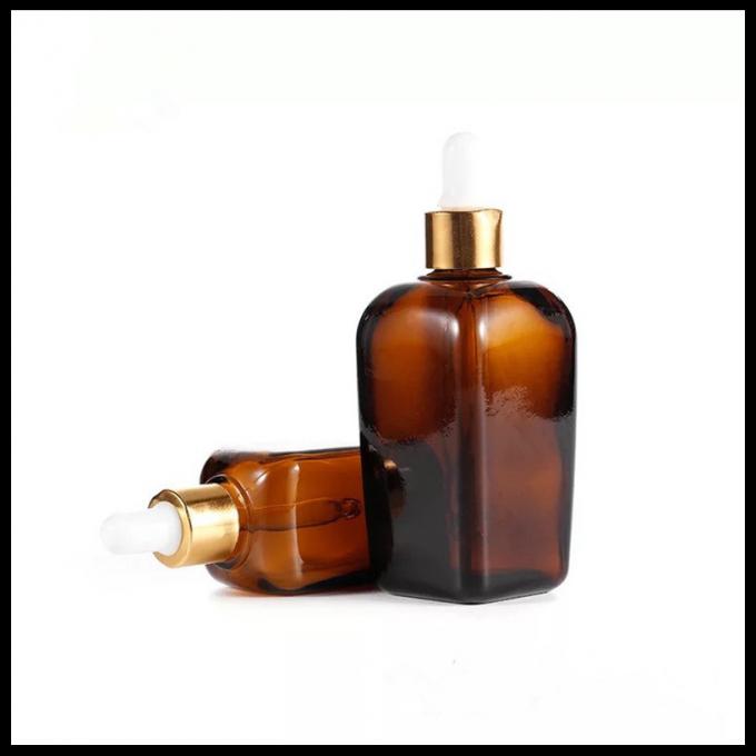 le compte-gouttes carré d'huile essentielle de 30ml Brown met les conteneurs en bouteille en verre ambres d'Aromatherapy